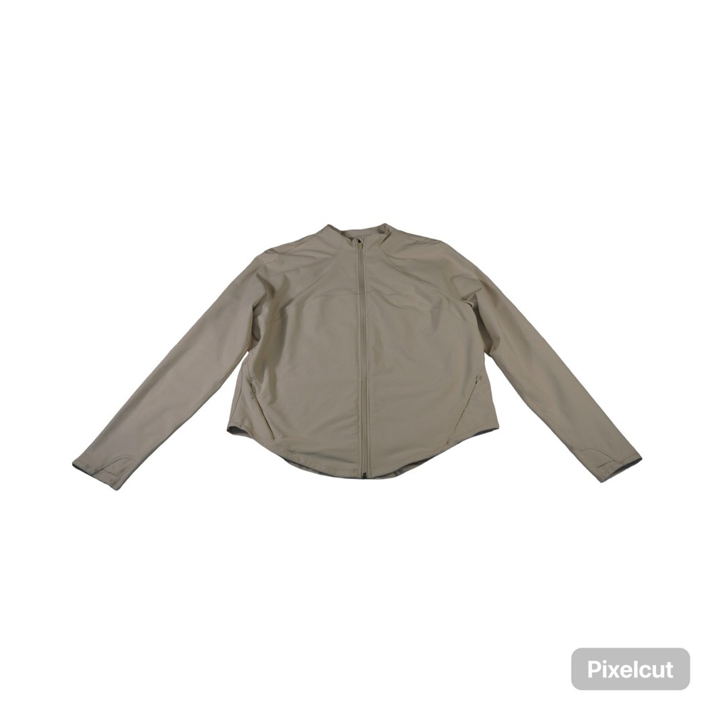 Old Navy Track Jacket Womens XL Beige Powersoft Stretch Vented Raglan Sleeve